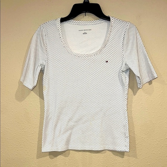 Tommy Hilfiger White Polka Dot Women's Top size Medium - Picture 1 of 5